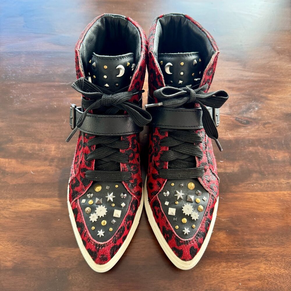 COACH C203 Leather Stud Leopard Haircalf Fur High Top (RARE!)